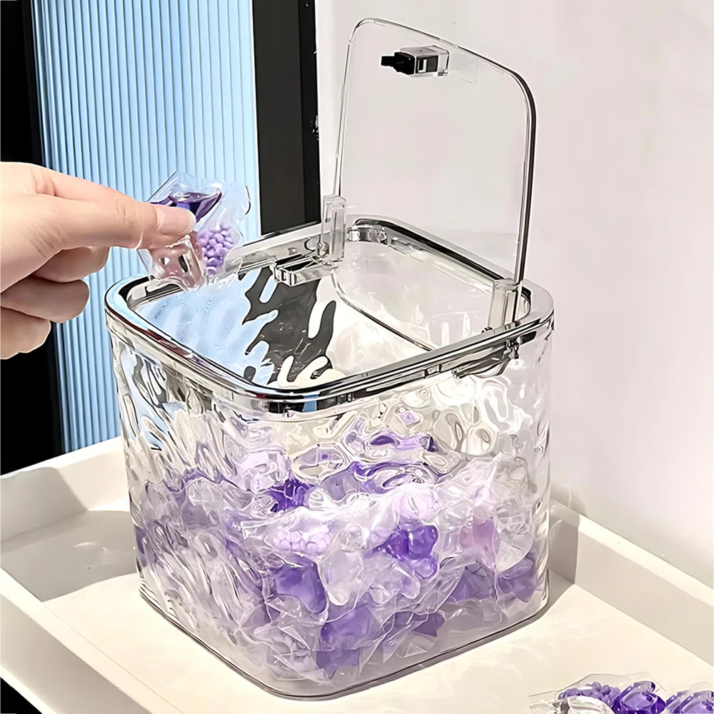 Laundry Powder Container Laundry Pods Organizer Washing Capsules Holder Cotton Swab Organization with Lid Desktop Storage Box