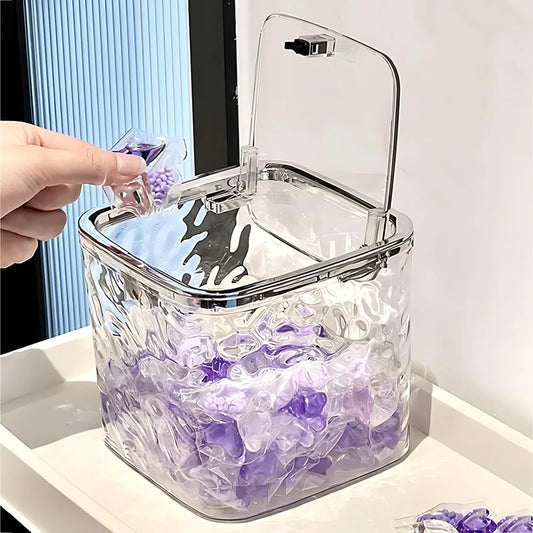 Laundry Powder Container Laundry Pods Organizer Washing Capsules Holder Cotton Swab Organization with Lid Desktop Storage Box