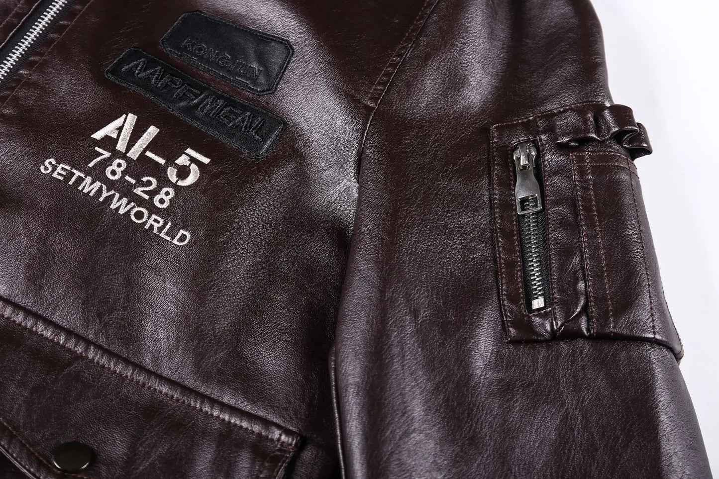 Winter Mens thick Warm Leather Jacket Luxury Stand Collar Embroidery Motorcycle Jacket Coat Men's Street Fashion Trend PU Jacket
