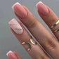 24Pcs Medium Long Ballet Fake Nails Art Flat Head Gold Line Frosted False Nails Press on Full Cover Removable Stick on Nail Tips