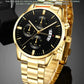 2023 Fashion Men Gold Stainless Steel Watch Luxury Calendar Quartz Wrist Watch Mens Business Watches for Man Clock Reloj Hombre
