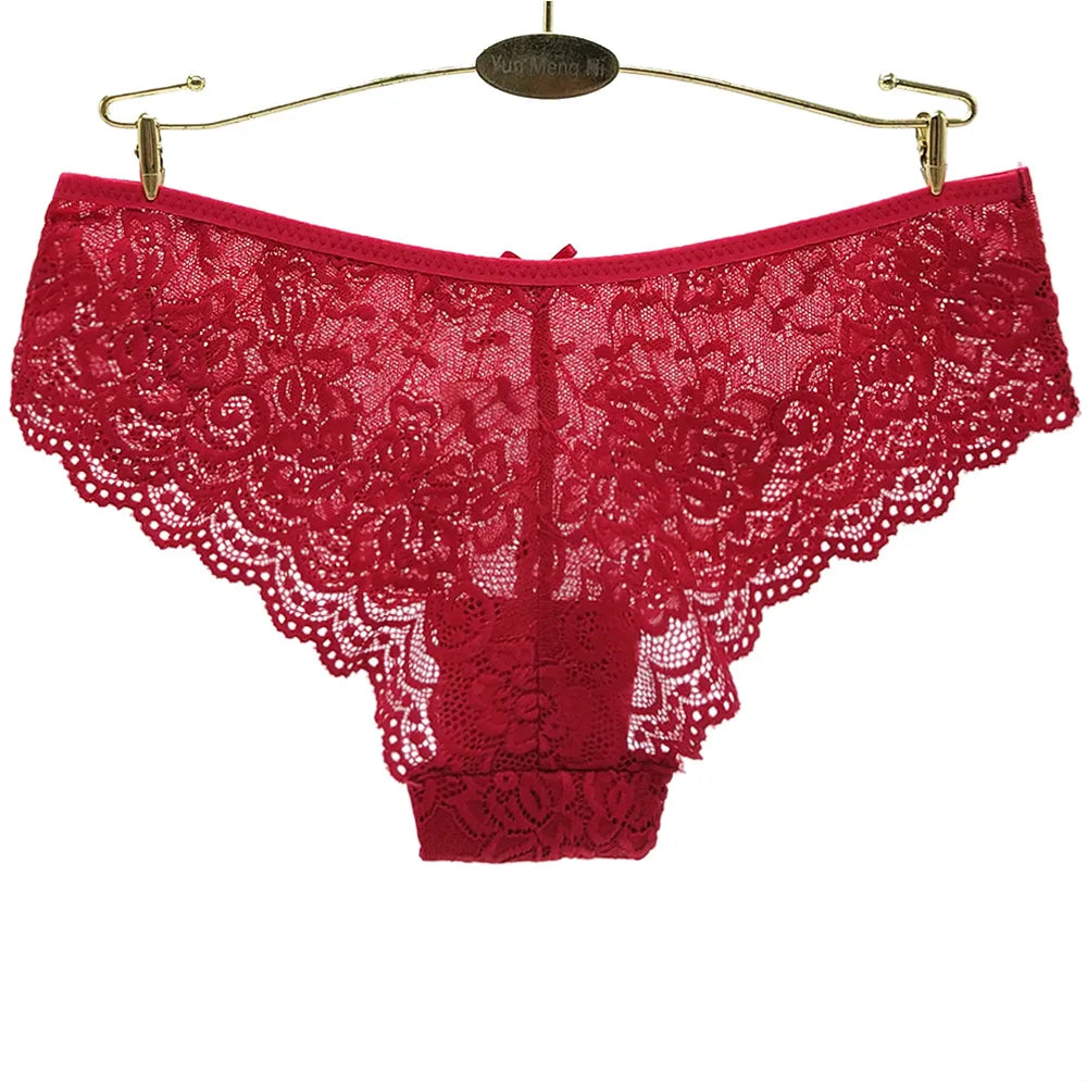 Women Briefs Sexy Full Lace Panties Hollow Out Low-waist Female Shorts Soft Solid Color Breathable Underwear Fast Ship 3pcs/lots