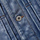 2023 New Leather Jacket Men's Single-Breasted Denim Blue Retro Old Motorcycle Leather Jacket Slim-Fit Lapel Coat