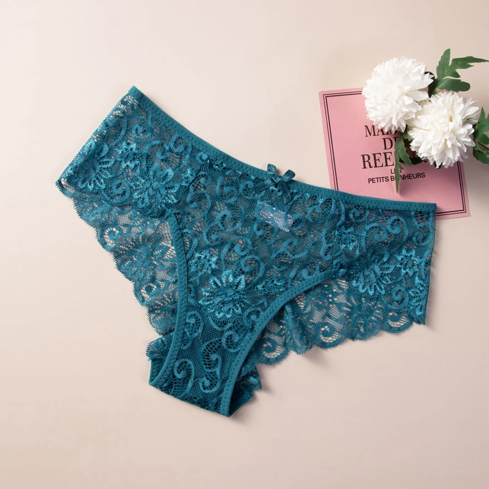 4Pcs Woman Sexy Lace Panties Female Briefs Underwear For Women Breathable Panty Hollow Lingerie Briefs Bow Underpants