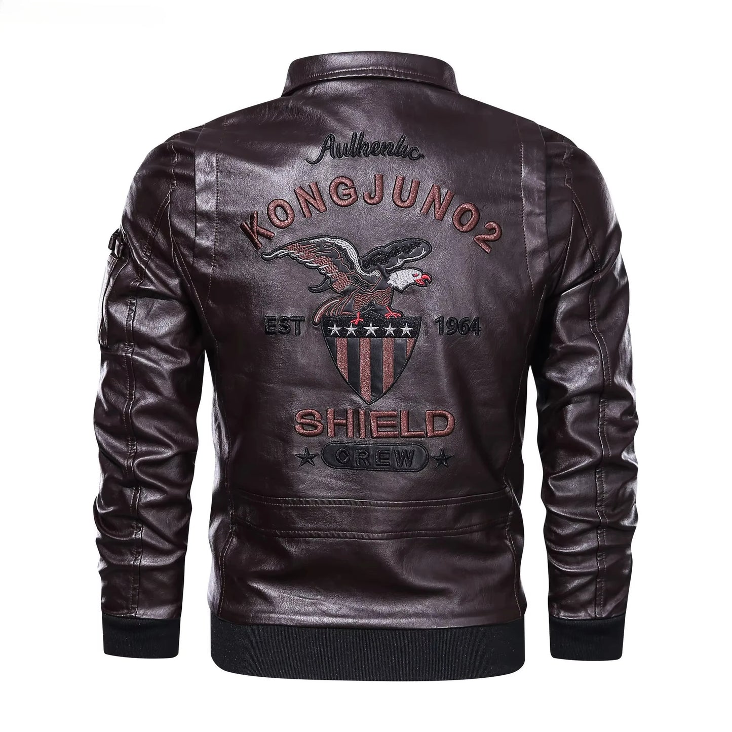 Winter Mens thick Warm Leather Jacket Luxury Stand Collar Embroidery Motorcycle Jacket Coat Men's Street Fashion Trend PU Jacket