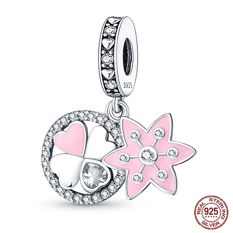 Fit Pandora 925 Original Bracelet 925 Silver Plate Flower Bird Series Charms Beads For Women Fashion DIY Jewelry Gifts Making