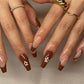 24ps/Box Long Ballerina Full Cover Artificial French False Nails Art Green Graffiti Color Blocking Gold Thread Fake Nail Tips