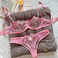 Night Beautiful Sexy Women 2 Piece floral Embroidery Underwear Sexy Erotic lingerie underwear Set