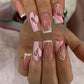 24p Artificial Acrylic Nail Art Fake Nails Full Coverage Removable Press On Nails Tip French Light Pink Heart False Nail Designs
