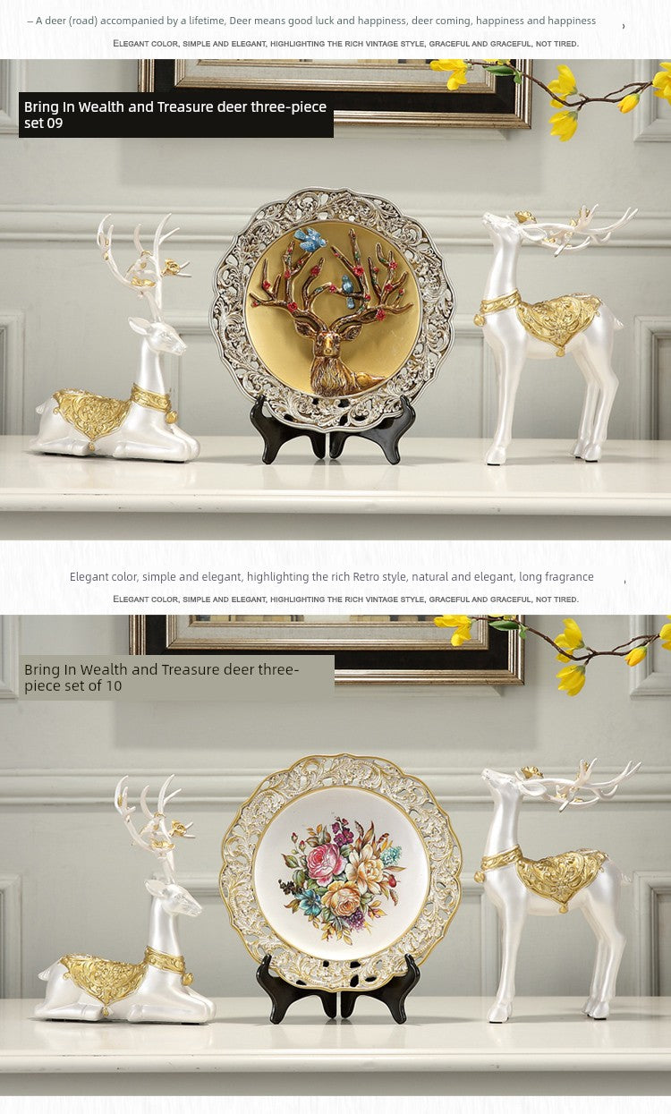 European-Style Living Room TV Cabinet Deer Decoration Craft Gift