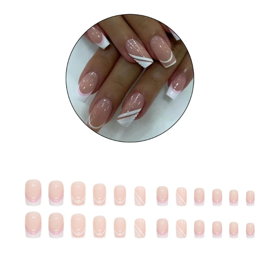 24Pcs False Nails Long Press on Nails Wearable Fake Nails Full Cover Acrylic Nail Tips Press On Nails for Women