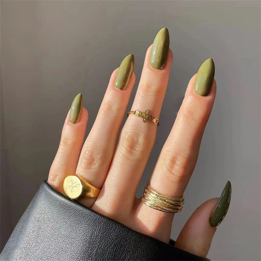 24pcs Artificial Nail Art Fake Nails Full Coverage Removable Ballet Short Press On Nails tips Chips Waterproof Solid Colour set