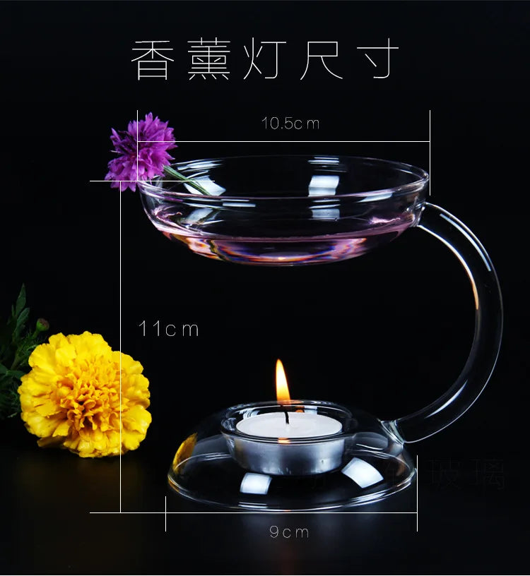New and Unique Creative High Borosilicate Glass Essential Oil Furnace Candle Heating Reed Diffuser Incense Burner for Home Decor