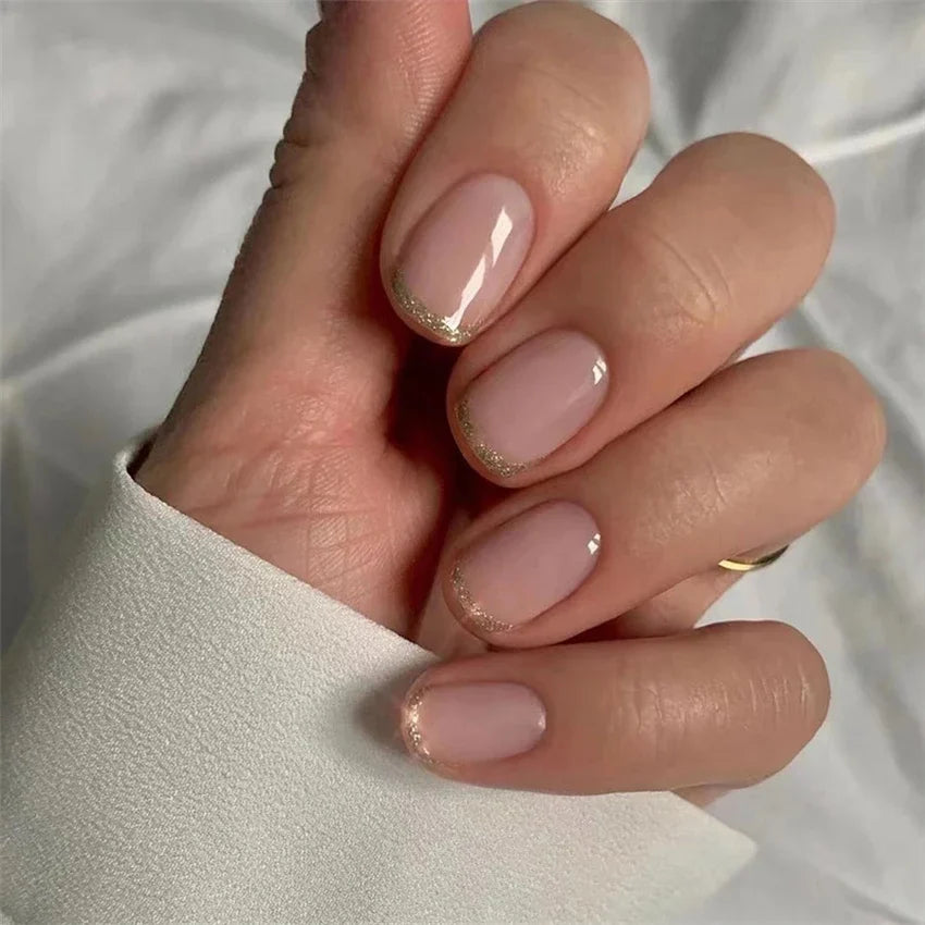 24p Artificial Acrylic Nail Art Fake Nails Full Coverage Removable Press On Nails Tip French Light Pink Heart False Nail Designs