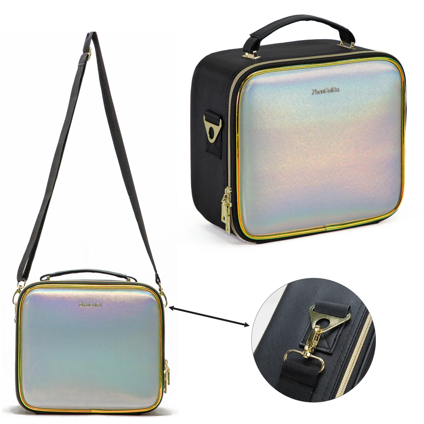 Makeup Bag with Mirror of Smart LED Lighted Women's Cosmetic Bag Travel Makeup Bag Large Capacity Female Beautician for Women