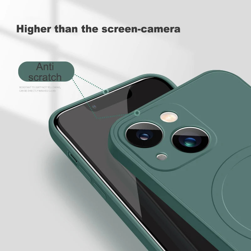 Magsafe Magnetic Wireless Charging Soft Liquid Silicone Phone Case For IPhone 16 Pro Max 14 13 12 11 15 Pro Max Mini Back Cover
