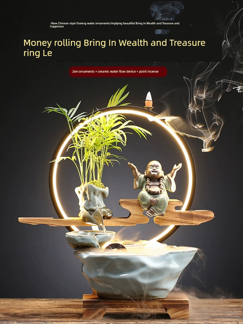 Bring In Wealth and Treasure Flowing Living Room Office Desk Surface Panel Flowing Water Ornaments