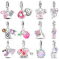 925 Silver Charms Beads Fit 3mm Original Bracelet Game Machine Box Afternoon Tea Dessert Romantic Pink Pendant DIY Jewelry