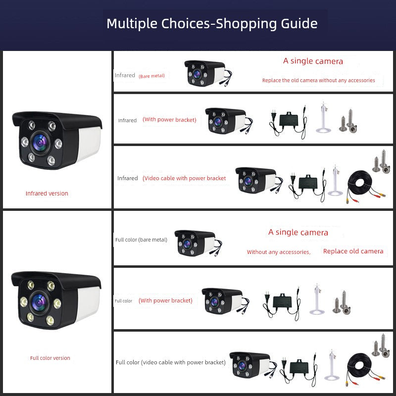 Direct-Connected TV Monitor Analog Camera Full Set of Equipment For Home Outdoor Closed-Circuit Old Wired Probe