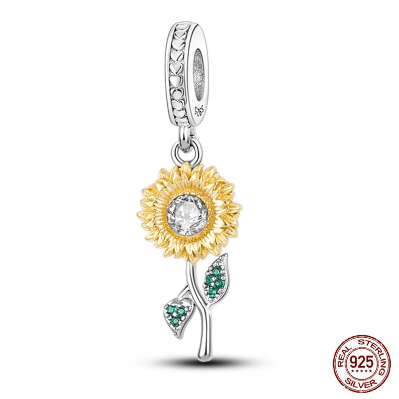 Fit Pandora 925 Original Bracelet 925 Silver Plate Flower Bird Series Charms Beads For Women Fashion DIY Jewelry Gifts Making
