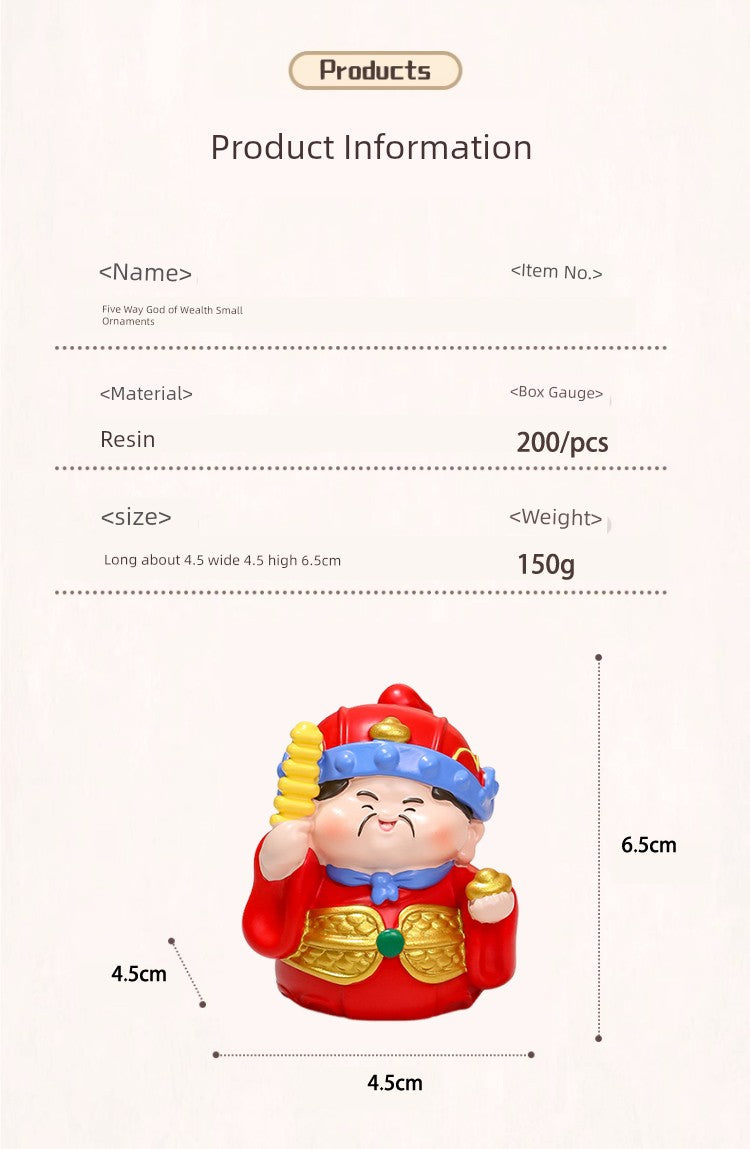 Five-Way God of Wealth All-Way Fairy Home Bookcase Entrance Decoration Decoration Household Full Set Display Stand Gift Decoration