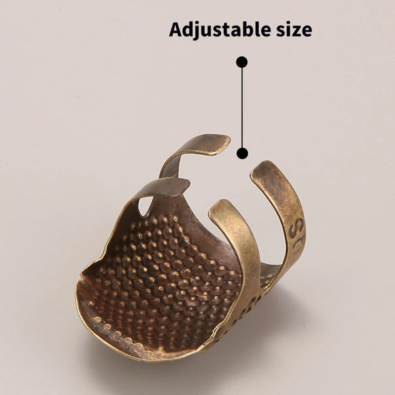 Adjustable Vintage Sewing Thimble, Handmade Non-slip Embroidery against Ring, Vintage Needle Presser Needle Hoop Finger Holder
