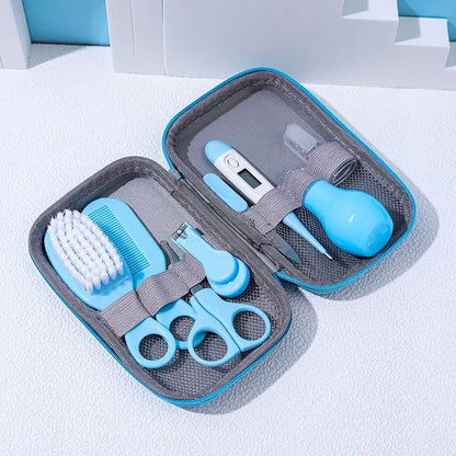 8pcs Newborn Baby Care Kit Infant Brush and Comb Set Safety Care Set Thermometer Nose Inhaler Nail Clippers Baby Essentials