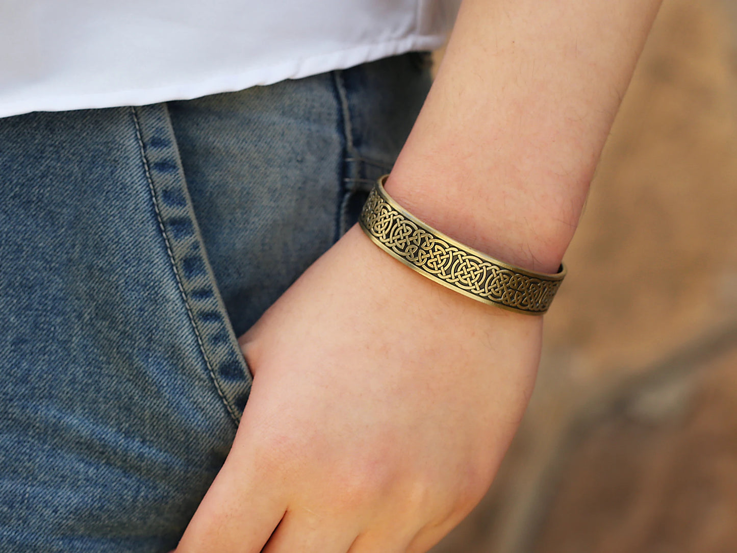 Dreamtimes Celtic Knot Pure Copper Magnetic Bracelet for Men Adjustable Cuff Energy Magnetic Bracelet Wristband Viking Bracelets