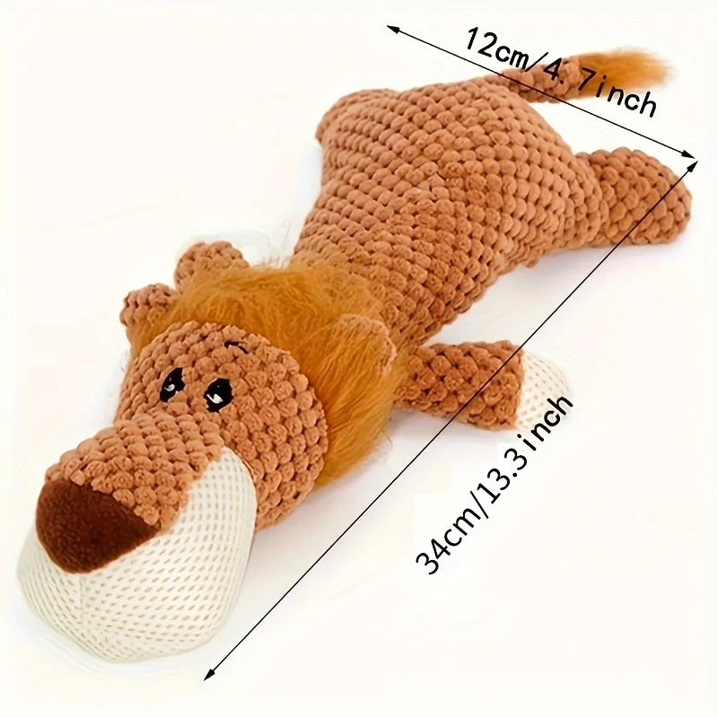 1/3 Pcs Large Dog Toy Bite-Resistant Sound Plush Toy Lion Wolf Elephant Cartoon Pet Toy Squeaky Dog Toy For Small & Medium Dogs