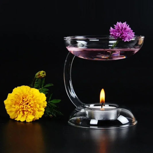 New and Unique Creative High Borosilicate Glass Essential Oil Furnace Candle Heating Reed Diffuser Incense Burner for Home Decor