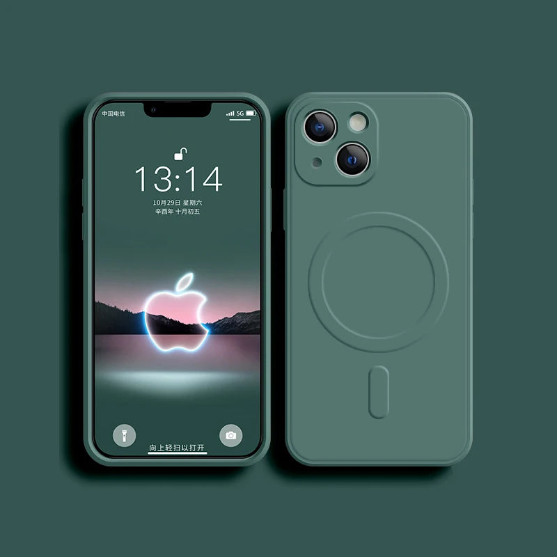 Magsafe Magnetic Wireless Charging Soft Liquid Silicone Phone Case For IPhone 16 Pro Max 14 13 12 11 15 Pro Max Mini Back Cover