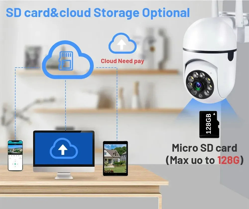 8MP WiFi Camera 4x Digital Zoom Full Color Night Vision PTZ CCTV Security Surveillance IP Camera Outdoors Wireless Video monitor