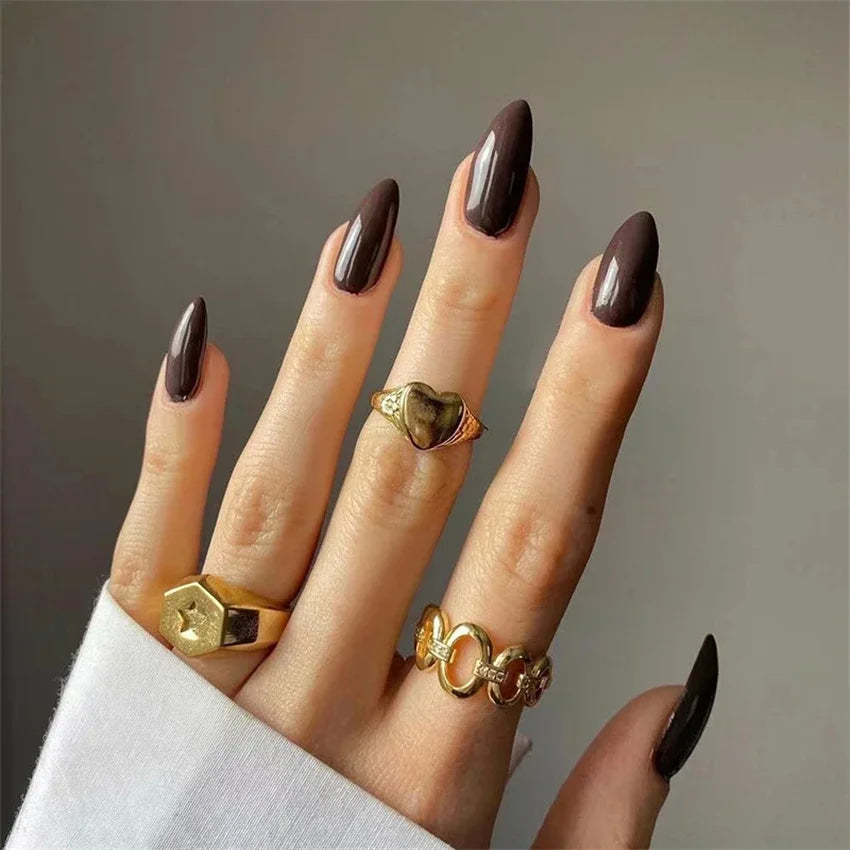 24pcs Artificial Nail Art Fake Nails Full Coverage Removable Ballet Short Press On Nails tips Chips Waterproof Solid Colour set