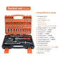 46/53pcs Drive Socket Set 1/4 inch Ratchet Wrench Set with Sockets Metric Hex Bit Socket Set Mechanic Tool Kits for Auto Repair