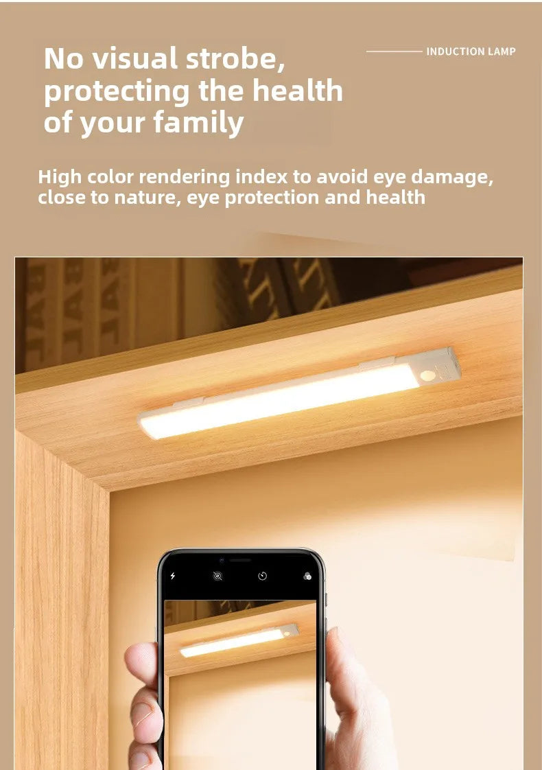 Led charging human body sensor light bar wardrobe cabinet Bedroom dormitory sleeping magnetic long strip night light