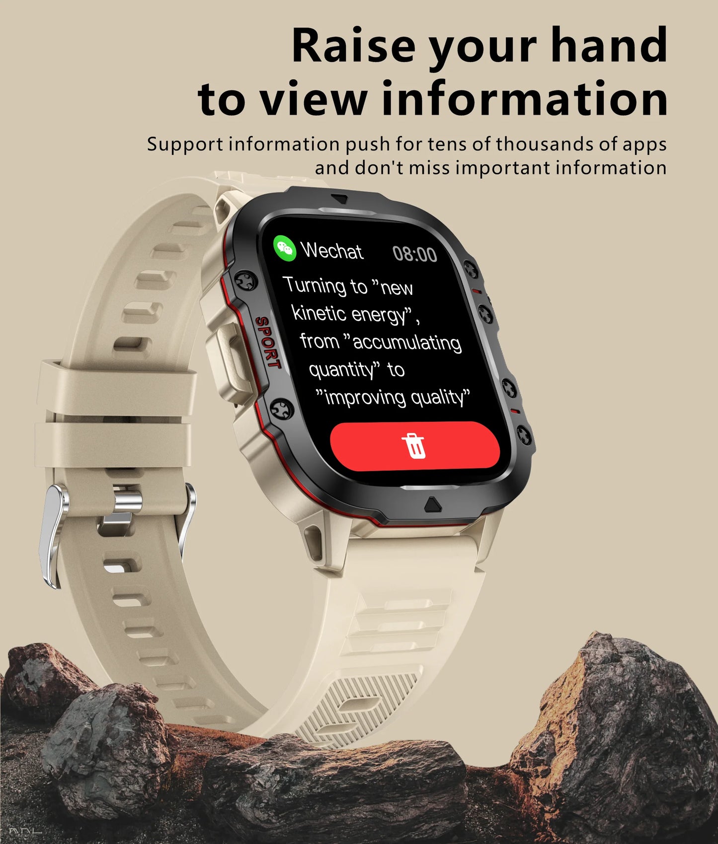 Military GPS Tracker Smart Watch Men IP68 5ATM Outdoor Sports Fitness Tracker Health Monitor 1.96" BT Call Smartwatch For Xiaomi