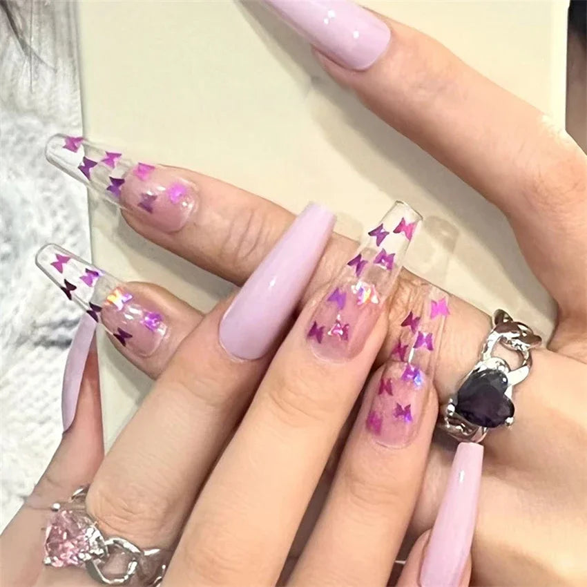 24p Artificial Acrylic Nail Art Fake Nails Full Coverage Removable Pressing Nail Tips Lotus Root Pink Leopard Print False Nails