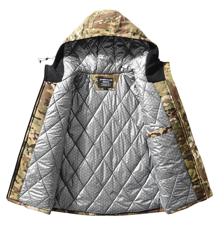 Men Heating Tactical Jacket Autumn Winter Warm Hooded Cotton Coat Camouflage Padded Clothes Outdoor Thermal Hiking Sports Jacket