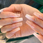 24Pcs Medium Long Ballet Fake Nails Art Flat Head Gold Line Frosted False Nails Press on Full Cover Removable Stick on Nail Tips