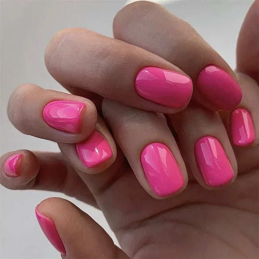 24pcs Artificial Nail Art Fake Nails Full Coverage Removable Ballet Short Press On Nails tips Chips Waterproof Solid Colour set