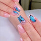 24Pcs Long Ballet Press On Nail Art Wearing Manicure Glitter Point Drill False Nails Removable Full Cover Artificial Fake Nails