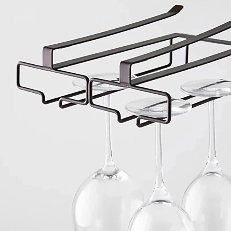 No Drilling Metal Wine Glass Holder - Stemware Rack for Under Cabinet Storage Kitchen Organization Kitchen/Bar Storage Supplies