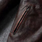 Vintage Black Brown Real Cowhide Genuine Leather Jacket Real Fur Men's Leather Jacket Bomber Men Leather Jacket Motorcycle Coat
