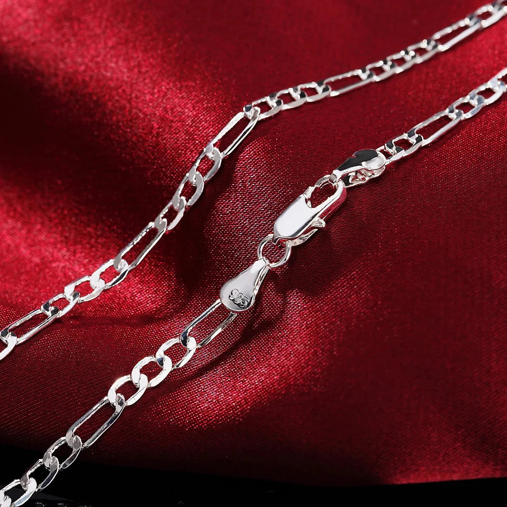 New Arrive 925 Silver 4MM Chain for Men Women Bracelet Necklace Jewelry Set Lady Christma Gifts Charms Wedding