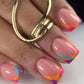 24pcs Short Square Fake Nails Colorful French False Nails Detachable Ballerina Full Cover Nails Tips Press on Nails