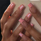 24Pcs Medium Long Ballet Fake Nails Art Flat Head Gold Line Frosted False Nails Press on Full Cover Removable Stick on Nail Tips