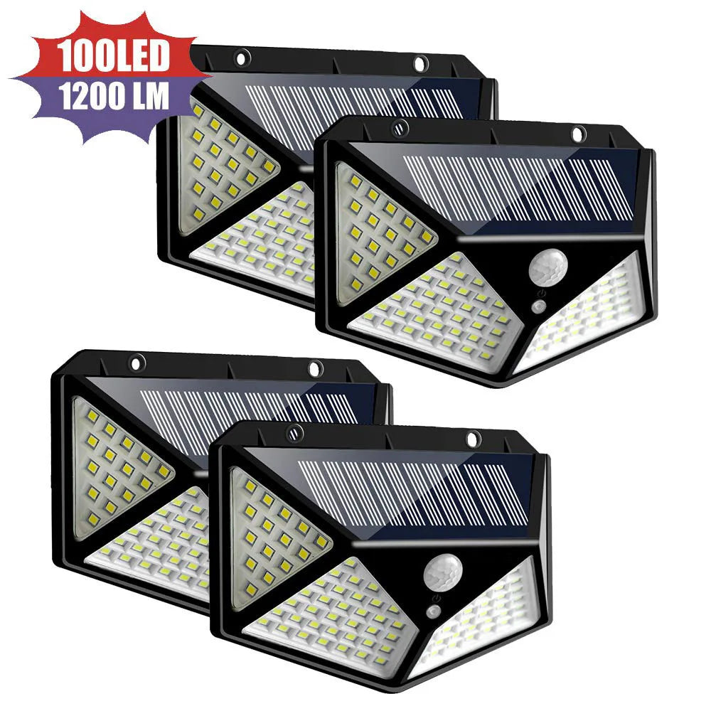 1/2/4/6/10PCS 100 LED Solar Wall Lamp 4 Sides Luminous With Motion Sensor Outdoor Garden Courtyard Waterproof Wall Lights Gifts