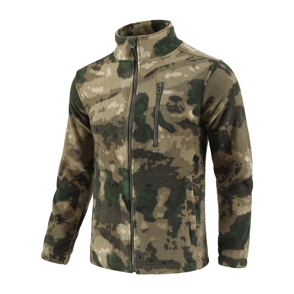 Mens Tactical Fleece Jacket Russian Camouflage US Military Work Coat Autumn Winter Outdoor Warm Zip Cardigan Jacket Inner Lining