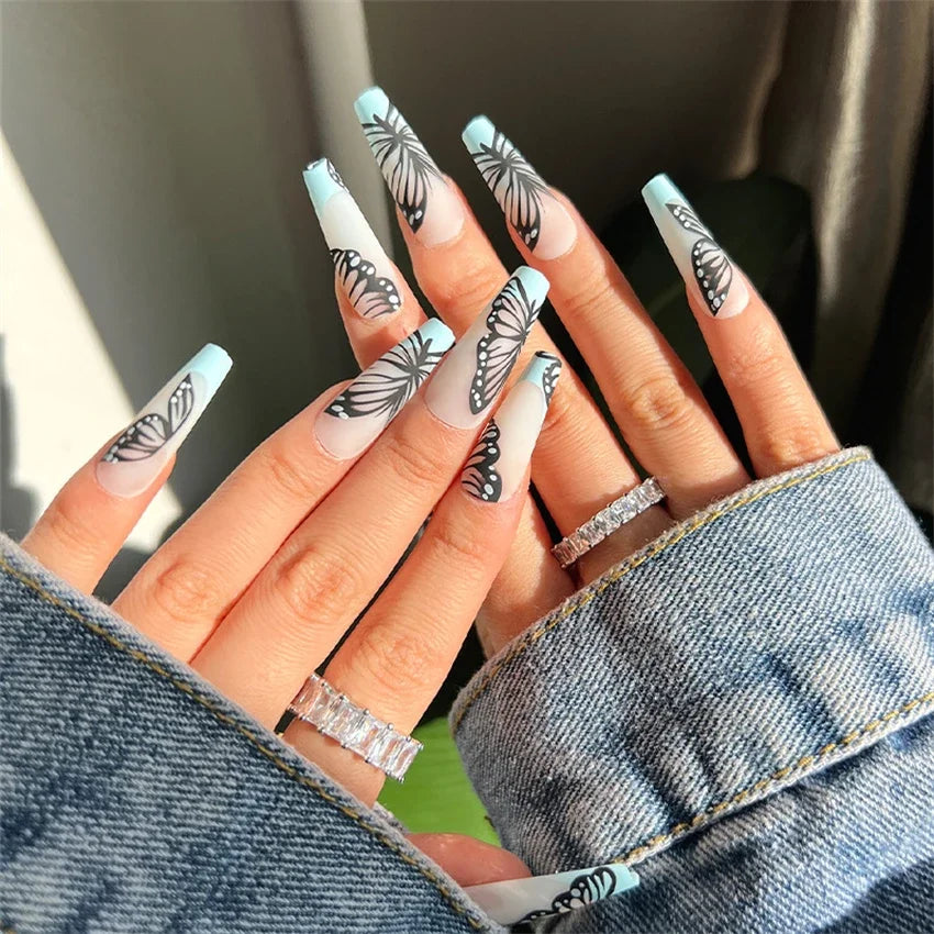 24p Artificial Acrylic Nail Art Fake Nails Full Coverage Removable Pressing Nail Tips Lotus Root Pink Leopard Print False Nails