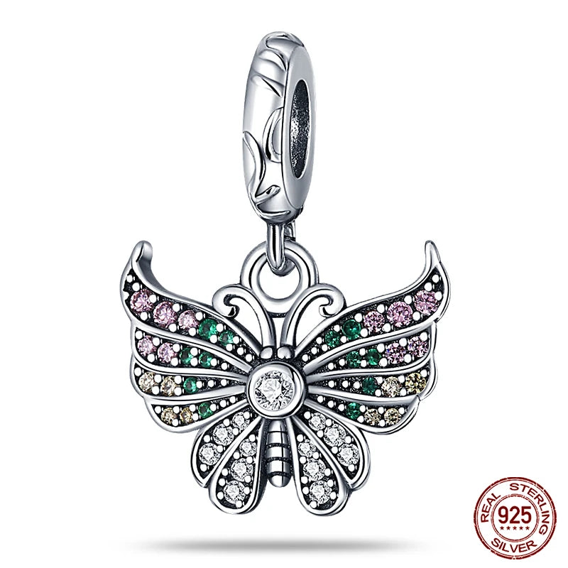 Fit Pandora 925 Original Bracelet 925 Silver Plate Flower Bird Series Charms Beads For Women Fashion DIY Jewelry Gifts Making